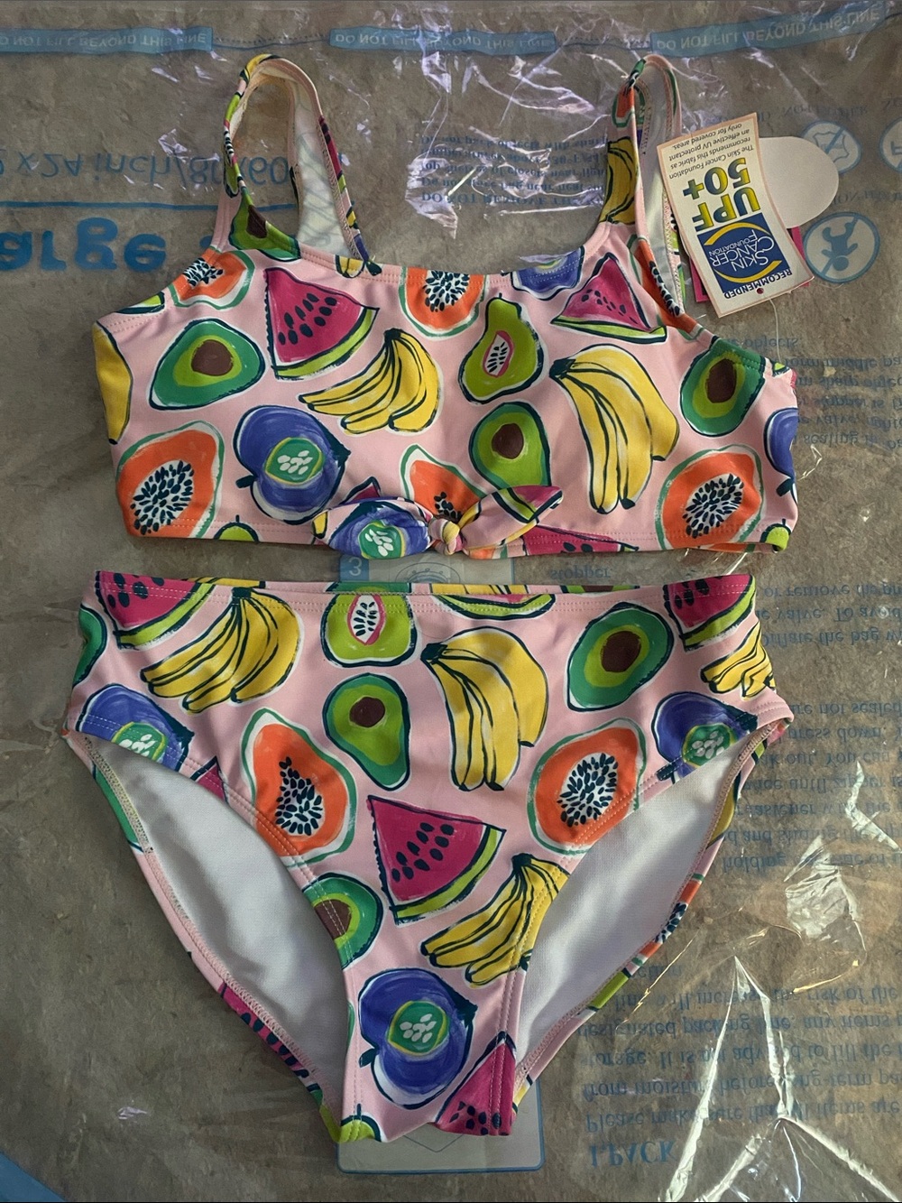 Andy & Evan Pink Fruit-Print Two-Piece Swim Set